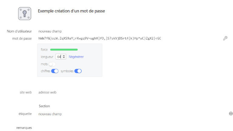 1Password création mot de passe complexe