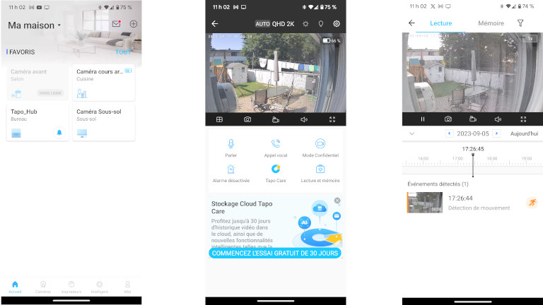 C'est via l'application mobile Tapo que l'on peut accéder à nos enregistrements et gérer les configurations. Application Tapo