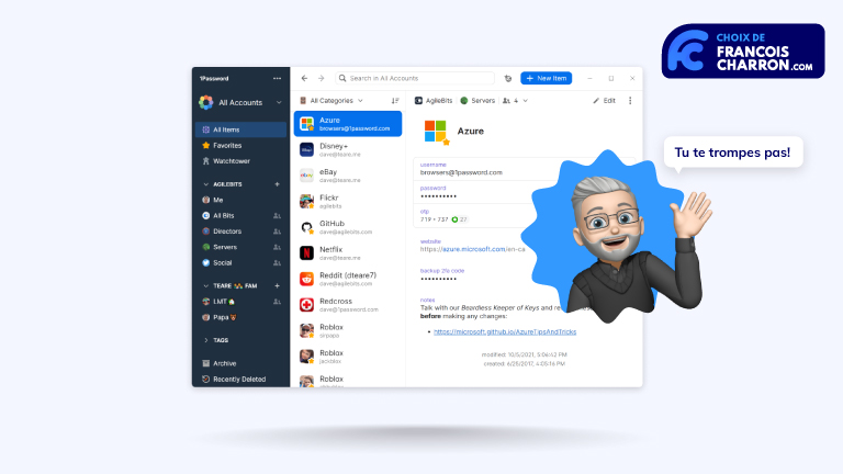 1Password ordinateur, téléphone, tablette